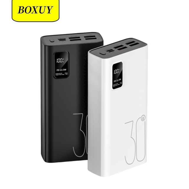 High Capacity 30000mah Powerbanks With Digital Display Four USB Type C Output 22.5W Portable Power Bank 30000mAh Power Station