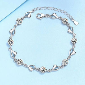 Sıcak satış Trendy gümüş beyaz kalp zarif Charm parti hediyeler sıcak off-the-basın mozanit bilezik bilezik - Product Image 2