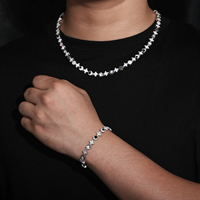 Bijoux fantaisie design tendance 8mm collier glacé en laiton plaqué or AAAAA Zircon soleil lune étoile chaîne à maillons pour hommes femmes