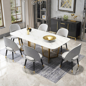 Autres <span class=keywords><strong>japonais</strong></span> <span class=keywords><strong>pas</strong></span> cher maison simple <span class=keywords><strong>marbre</strong></span> meubles en métal ensemble de table de salle à manger - Product Image 2