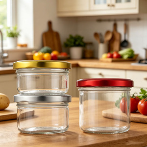 Pot en verre hermétique avec couvercle pour <span class=keywords><strong>caviar</strong></span>, confiture, nid d'oiseau comestible 70ml 100ml 5oz 200ml 220ml 280ml 380ml Pot en verre pour <span class=keywords><strong>caviar</strong></span>, confiture, miel - Product Image 1