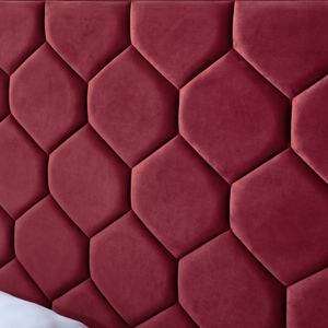 <span class=keywords><strong>Letto</strong></span> di lusso King Size di Design A Nido D'ape Testiera Imbottita di Velluto Rosso Morbido <span class=keywords><strong>Letto</strong></span> - Product Image 5