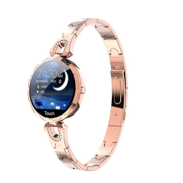 New Design AK15 Fashion Smart Female Bracelet, 1.08 Inch Color LCD Screen, IP67 Waterproof (Rose Gold)