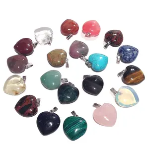 Multi colors natural stone 30mm heart pendant Agate Jasper Quartz Turquoise Heart for necklace jewelry making