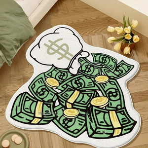 Tapis personnalisé découpé à l'emporte-pièce Tapis rouge à motif dollar imprimé Tapis 3d Décoration de la maison pour <span class=keywords><strong>No</strong></span>ël Designer Logo de luxe Tapis de zone - Product Image 4