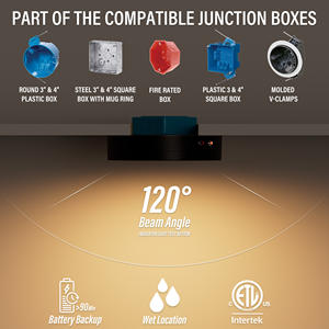 Lumière d'urgence LED à sélection de couleur 5CCT pour les pannes de courant à domicile, plafonnier encastré dimmable de 7 pouces, ETL - Product Image 3