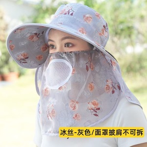 Sombrero de pescador de seda helada con ala ancha, protección solar y para el cuello, transpirable, para trabajo al aire libre, recolección de té, para adultos, mujeres y hombres - Product Image 4