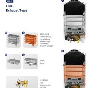 Calentador de Agua Doméstico de Pared sin Tanque KSUN Flue Exhaust JSD20-10T4/JSD24-12T4, de Cobre Natural, Clase de Eficiencia Energética C - Product Image 5