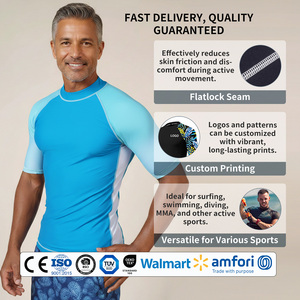 Maglietta Rash Guard Personalizzata da Uomo per Surf, Asciugatura Rapida, Manica Corta, Protezione UV per Nuoto, Surf, Immersioni e Sport Acquatici - Product Image 3