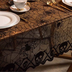 Halloween <b>Tablecloth</b> 137x182 Cm Spider Web Skull Design Polyester <b>Rectangle</b> Novelty Table Decoration - Product Image 4