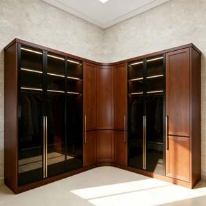 Modern Luxury Glass Door <b>Wardrobe</b> Custom <b>White</b> Walk in Closet Solid Wood Storage System Bedroom Furniture by Balom - Product Image 3