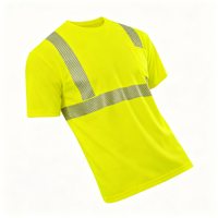 T-shirt de sécurité réfléchissant en tissu Bird Eye, fluorescent, à manches courtes, personnalisable par impression ou broderie