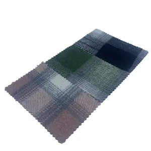 Pemasok kain manufaktur kain Jacquard sikat kotak-kotak kain kepar bergaris wol/kain poliester untuk pakaian 3555