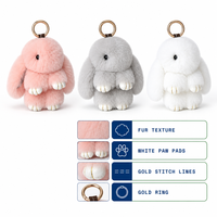 Porte-clés Lapin en Peluche Doux et Moelleux en Fausse Fourrure Rose Mignon, Breloque de Sac, Vente en Gros, Personnalisation OEM ODM