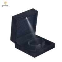 Boîte à bijoux de luxe Paclov à charnière en velours, boîte cadeau en gros avec lumière LED, emballage et présentation de bijoux