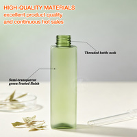 Botella de Loción PET Verde Esmerilado Estilo Forestal Simple con Bomba Dosificadora, Envase Recargable para Suero, Logotipo Personalizado, Cosméticos
