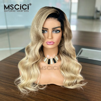 Perruque en cheveux humains européens naturels, Ombré Blond Miel, Ondulation Body Wave, 13x6 HD Transparente, Pré-épilée, Ligne de cheveux naturelle, Sans colle