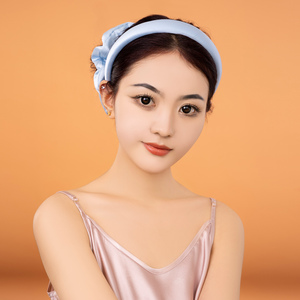 Bandeau en velours de soie 100% pur personnalisé, bandeau vintage, accessoires pour cheveux, bandeau à couronne haute, bandeau large rembourré de 3 cm pour filles - Product Image 2