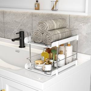 Cajón de Almacenamiento Deslizable de 2 Niveles al por Mayor, Organizador de Gabinete Deslizante, Cesta Transparente para Cosméticos Debajo del Lavabo para Baño - Product Image 2