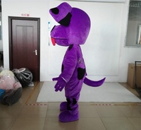Costume de mascotte de chien en peluche rouge et violet personnalisé pour adultes, Halloween, unisexe