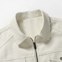 Veste en cuir PU pour homme, couleur unie, style motard, fermeture éclair métallique, noir et blanc, 100% polyester, col rabattu, revers en cuir