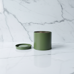 Boîtes en métal rondes mates vert armée personnalisées en gros, <span class=keywords><strong>de</strong></span> qualité alimentaire, avec couvercles, pour bougies et emballages <span class=keywords><strong>de</strong></span> thé. - Product Image 3