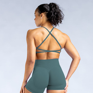Ensemble de soutien-gorge et short de compression doux sans couture pour femmes, extensible, pour le fitness, le yoga, les sports, avec doublure en élasthanne, usage actif - Product Image 2