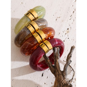 Mchic 3383 Stainless Steel Chunky Bangle Bracelet Thick <strong>Acrylic</strong> Multicolor Women Fashion <strong>Jewelry</strong> for Wholesale 66mm Gift - Product Image 3