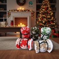 Plaid en polaire de Noël 50 x 60 pouces, en polyester tricoté Sherpa, rectangulaire, motif renne et flocon de neige, pour la maison