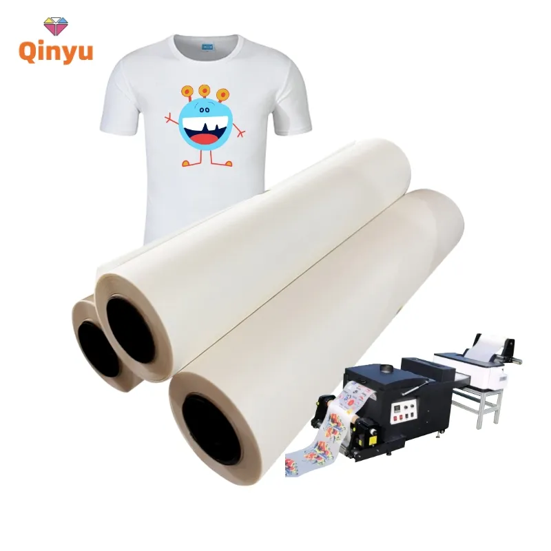 Qinyu custom direct to film roll 60CM PET film for DTF,printable transfer printing for DTF garment clear transfer film