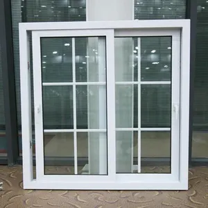 Jendela serat kaca geser Upvc kaca transparan Pvc plastik Desain Grafis Horizontal Modern Eropa plastik jendela dan pintu