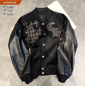 <span class=keywords><strong>Giacca</strong></span> da <span class=keywords><strong>Uomo</strong></span> Personalizzabile <span class=keywords><strong>Oversize</strong></span> Nera Stile Pilota Varsity di Alta Qualità - Product Image 1