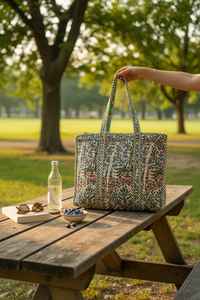 Sac fourre-tout matelassé à imprimé floral, fait main, en coton, sac à bandoulière, sac de voyage bohème - Product Image 2