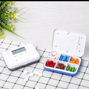 <span class=keywords><strong>Pastillero</strong></span> <span class=keywords><strong>Inteligente</strong></span> Plegable de Plástico Portátil para Viajes, con Temporizador Electrónico, Recordatorio, Pantalla Digital y Reloj Despertador - Product Image 1
