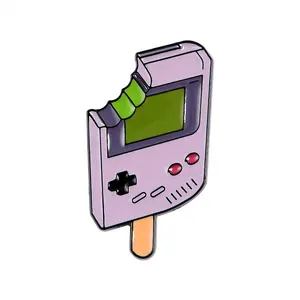เครื่องทำไอติมในวิดีโอเกม,เข็มกลัดสัญลักษณ์ไอติมไอศกรีมขาปกเสื้อเชิ้ตสำหรับผู้เล่น Geek ปิ่นเคลือบ