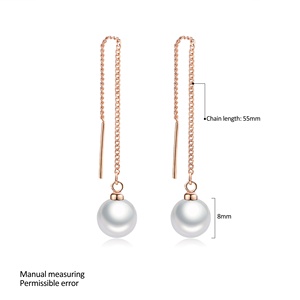 New Arrivals Rose <strong>Gold</strong> Plated Long Chain <strong>Dangle</strong> <strong>Earrings</strong> with Round Faux Pearl for Women Fashion Ear Studs <strong>Earrings</strong> Jewelry Gift - Product Image 6