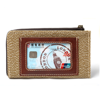 Dompet uang koin uang risleting kanvas Vintage klip uang desainer Mini dompet tempat kartu kredit ramping untuk pria