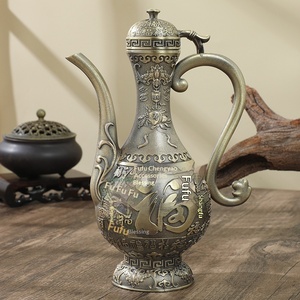 Ensemble distributeur de <span class=keywords><strong>liqueur</strong></span> et pot à vin Longfeng haut de gamme, en métal, style ancien, avec petites tasses à vin pour la maison - Product Image 2