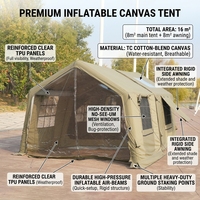 Tenda Tiup Dua Lapis Cotton Ridge Quick Start 3000mm+ Anti Air 210g Poliester Katun Untuk Berkemah di Luar Ruangan Sepanjang Musim