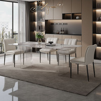 Ensemble de table à manger en marbre moderne, 6 pièces, rectangulaire, personnalisable, meubles durables pour salle à manger, adultes, personnes âgées