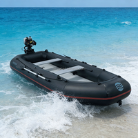 Bateau de pêche gonflable Hailebao noir en PVC de 0,7 mm, moteur électrique/à essence 4HP, capacité de 5 personnes, pour la dérive, le ski nautique, le surf