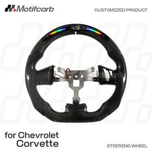 พวงมาลัยคาร์บอนไฟเบอร์แบบกำหนดเองสำหรับ Chevrolet Corvette C6 Z06 Grand Sport Coupe ปี 2006-2013 พร้อมไฟ LED แสดงรอบเครื่องยนต์และหุ้มด้วยไมโครไฟเบอร์ - Product Image 2
