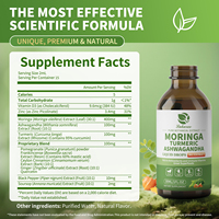 OEM Moringa Kurkuma Ashwagandha Vloeibare Supplement met Quercetine Gember Granaatappel Zwarte Peper Zuurzak Private Label 60ml