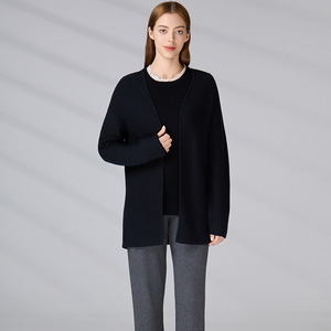 Women Open Front Long Sleeve Casual Knitted Outerwear Sweater Eco-friendly Custom Logo 100% Bio Cotton Knit Cardigan - Product Image 1