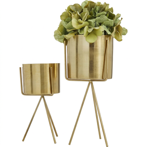 Ensemble de 2 jardinières en métal pour intérieur et extérieur avec supports amovibles, 12 pouces et 9 pouces, pots de fleurs décoratifs pour salon, bureau - Product Image 1