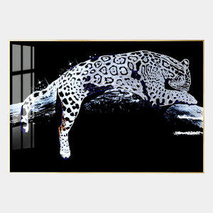 Quadro moderno da parete, stile moderno e lussuoso, con leopardo dorato e cristalli, <span class=keywords><strong>per</strong></span> <span class=keywords><strong>soggiorno</strong></span>, ingresso, hotel, decorazione murale. - Product Image 2