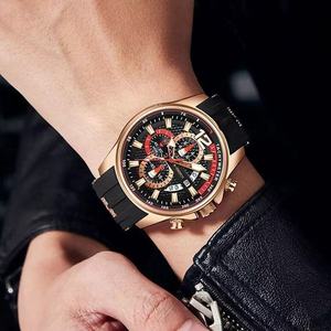 Jam Tangan Sport Quartz Pria Dial Besar Uhr Herren Orologio Uomo Hip Hop Streetwear Chronograph Casing Rose Gold Tali Silikon - Product Image 4