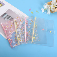 Carnet de notes à feuilles mobiles en PVC transparent, A5, A6, à paillettes, fleur, couverture, classeur de Budget rechargeable, 6 anneaux, marguerite, planificateur de Budget, classeur, vente en gros
