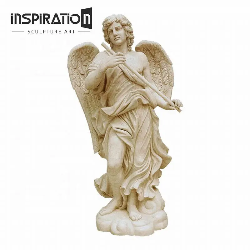 Statue romaine de jardins de finition en pierre antique Statue de quatre saisons avec sculpture d'ailes