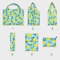 Sac fourre-tout pliable personnalisé avec logo, sac de shopping promotionnel à motif de dessin animé, polyester 190T, réutilisable, léger, résistant aux déchirures, écologique, en vrac